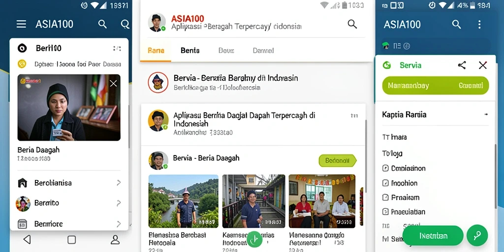 Screenshot aplikasi ASIA100 yang menampilkan antarmuka berita daerah.