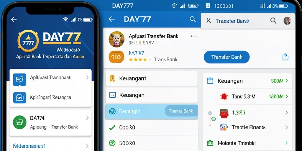 Tampilan antarmuka aplikasi Transfer Bank DAY777 yang modern dan mudah digunakan.