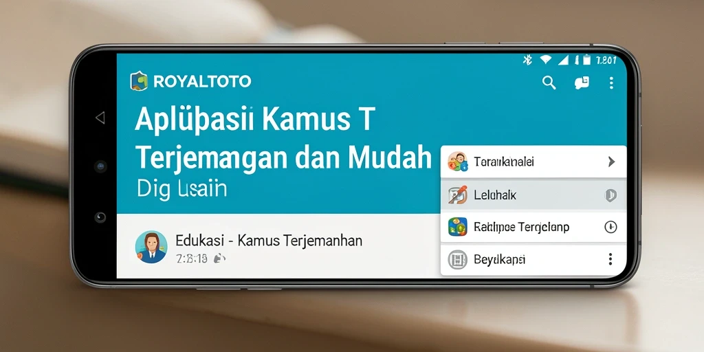 Tampilan antarmuka aplikasi Kamus Terjemahan ROYALTOTO yang sederhana dan intuitif.