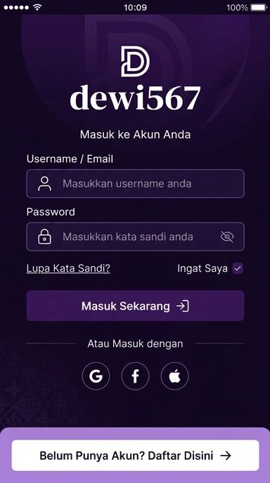 Tampilan halaman login dewi567
